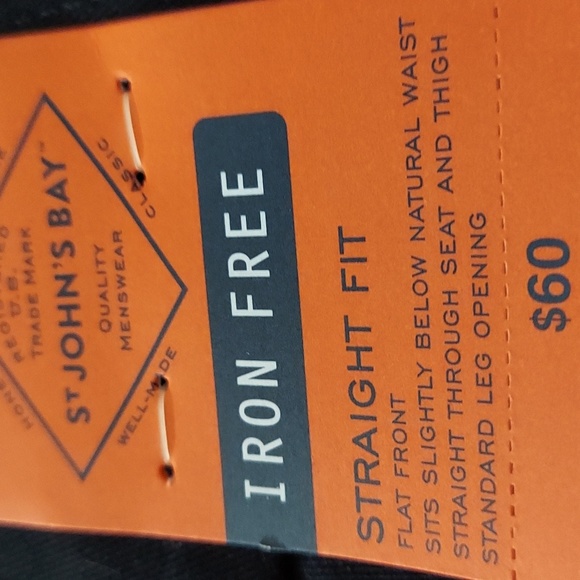 St Johns Bay Men's Black Khakis 36x34 Iron Free NWT - Picture 6 of 11